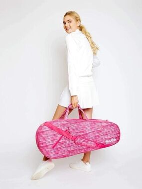 NWT Ame & Lulu 3 Racquet Bag in the Pink Grunge pattern. 31.5Lx7Wx13H